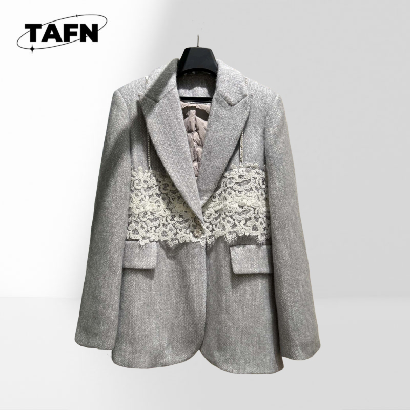 Wool Suit Jacket - เสื้อเบลเซอร์ลายสก๊อตคลาสสิกสำหรับผู้หญิง เสื้อสูทมีสไตล์สำหรับทำงาน เสื้อเบลเซอร์มีสไตล์สำหรับผู้หญิง เสื้อคลุมน้ำหนักเบาสำหรับธุรกิจลำลอง AK0924
