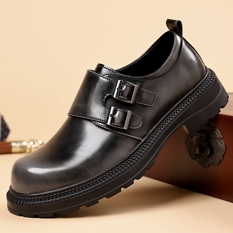 Men Formal Wear Brown - Retro สีน้ําตาลรองเท้าหนังผู้ชายหนา Soled สวมใส่ธุรกิจอย่างเป็นทางการรองเท้า High-end โอกาสผู้ชายรองเท้าแต่งงาน