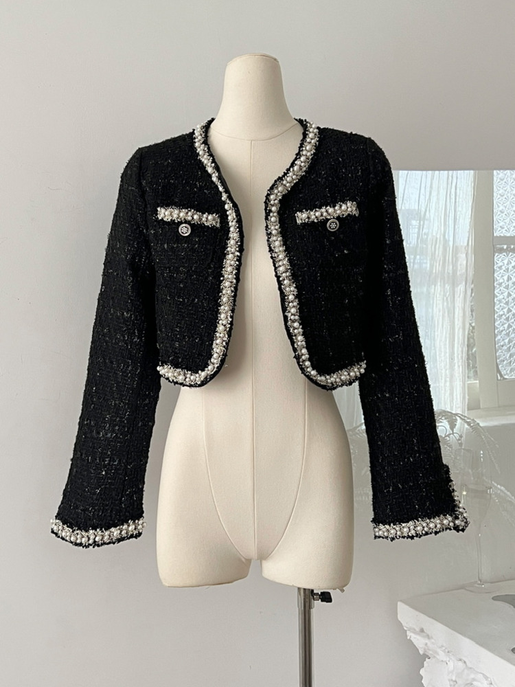 Wool Suit Jacket - ชุดเซ็ตเสื้อแจ็คเก็ตสั้นและเดรสสำหรับผู้หญิง สไตล์สตรีทแวร์ Y2K ชุดสูท 2 ชิ้น