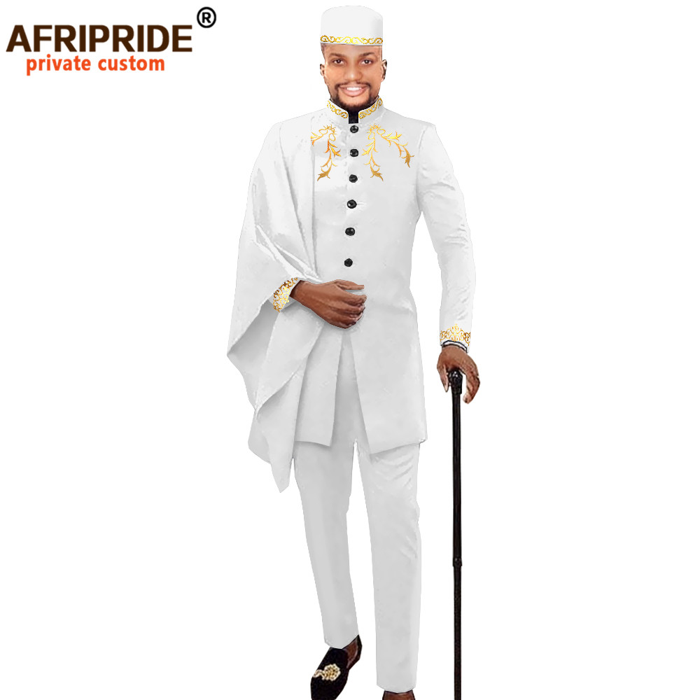 Men Formal Wear Pinterest - แอฟริกันผู้ชายเสื้อผ้างานแต่งงาน Dashiki พิมพ์เสื้ออังการากางเกงและหมวก3ชิ้นชุด Tribal ชุดขี้ผึ้ง AFRIPRIDE