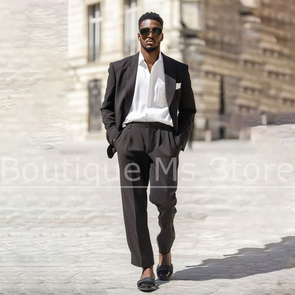 Men Formal Wear Brown - ชุดสูทผู้ชายสีน้ำตาลเข้ม 2 ชิ้น แบบกระดุมแถวเดียว สำหรับงานแต่งงาน ธุรกิจ