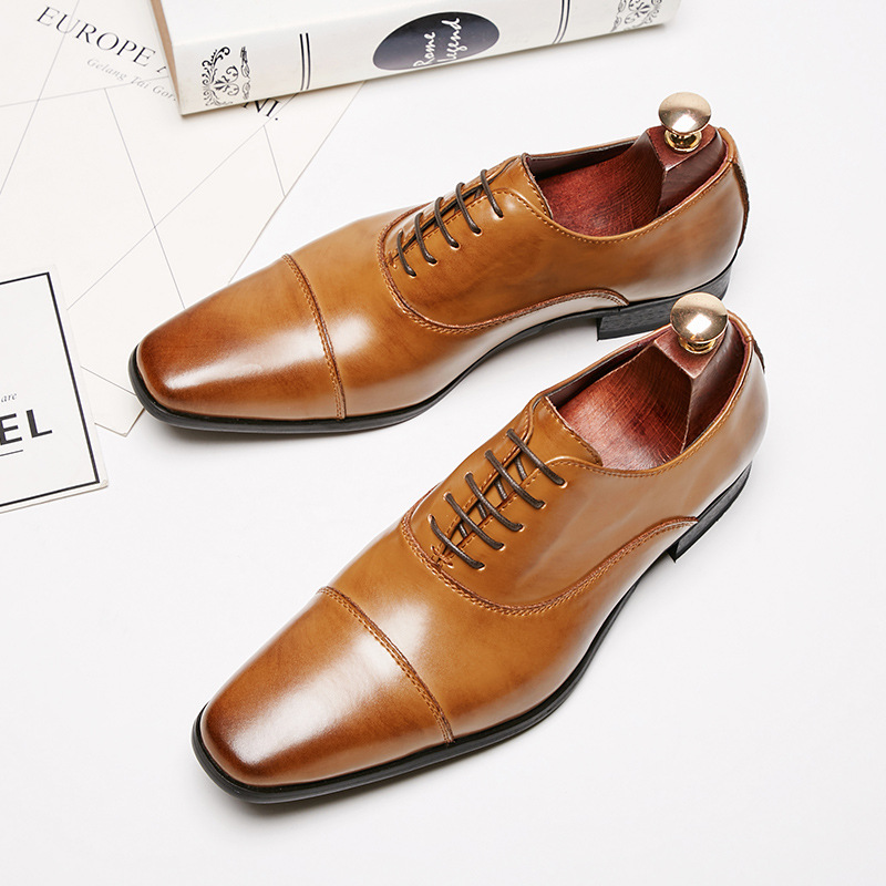 Men Formal Wear Pinterest - รองเท้าเดรสหนังผู้ชายแฟชั่นใหม่ปี 2025 รองเท้าออกซ์ฟอร์ดแต่งงานผูกเชือกรองเท้าทำงานผู้ชาย รองเท้าลำลองผู้ชายหรูหราสำหรับงานทางการ