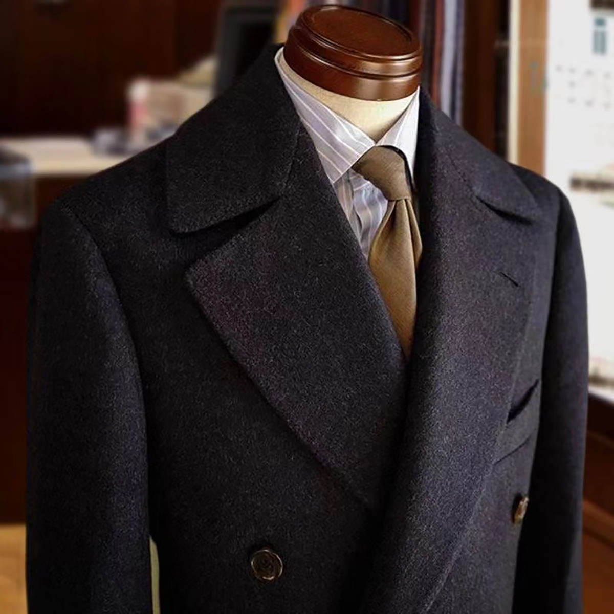 Men'S Vintage Formal Wear - เสื้อโค้ทขนสัตว์แฟชั่นวินเทจแบบสั่งตัดสำหรับผู้ชาย เสื้อโค้ทกันหนาวทรงคลาสสิก เหมาะสำหรับเจ้าบ่าว ชุดทางการสำหรับธุรกิจ เสื้อแจ็คเก็ตยาวชิ้นเดียว