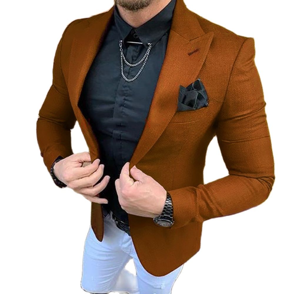 Men Formal Wear Brown - ผู้ชายชุด 2 ชิ้นเสื้อผ้าปรับแต่ง Slim ชุดราตรีสีน้ําตาล Blazer