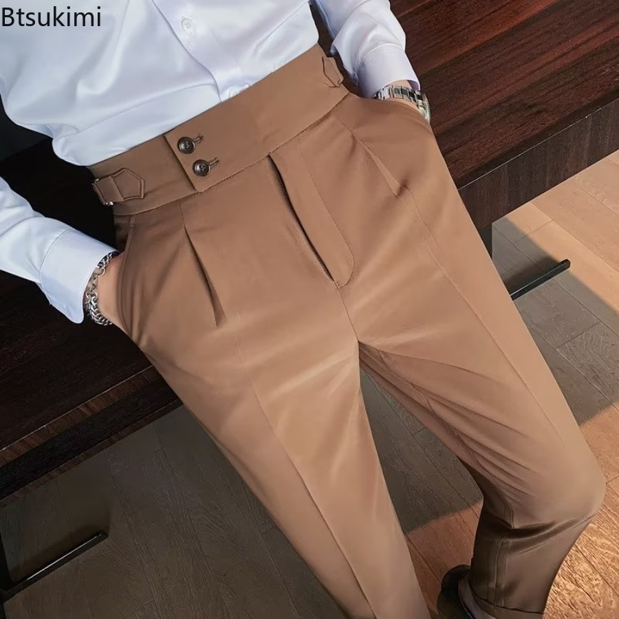 Men Formal Wear Pinterest - กางเกงสูทสีพื้นสำหรับผู้ชาย รุ่นใหม่ ปี 2026 ทรงคลาสสิก กระดุมเดี่ยว