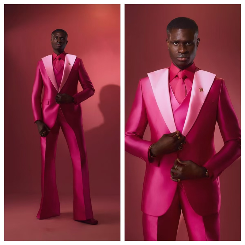 ชุดสูทผู้ชายสีชมพูแดง 2 ชิ้น เ - Men Formal Wear Pink บทวิจารณ์และราคา