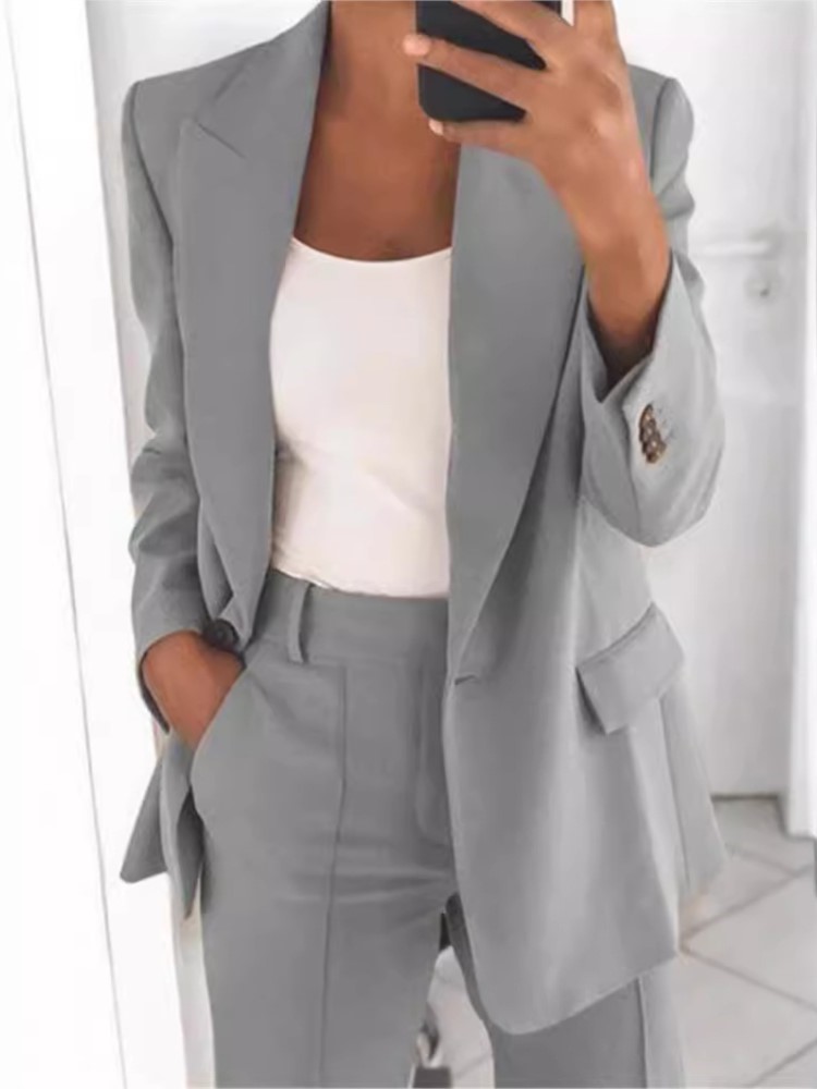 ผู้หญิงฤดูใบไม้ร่วงใหม่แฟชั่นป - Wool Suit Jacket บทวิจารณ์และราคา
