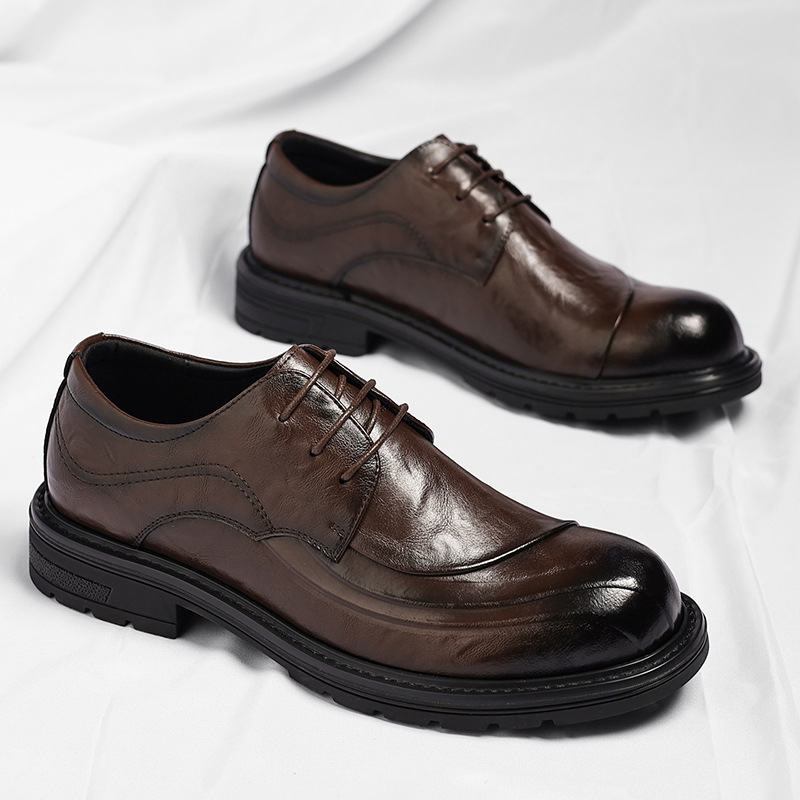 รองเท้าหนังแท้สีน้ำตาลขัดเงา แ - Men Formal Wear Brown บทวิจารณ์และราคา