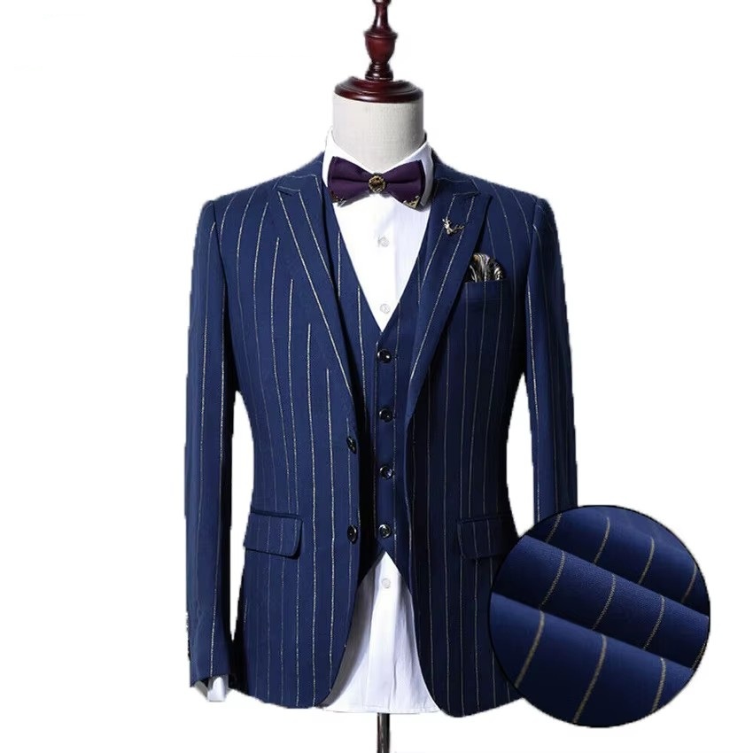 ชุดสูทผู้ชายลายทางสีทอง Auripa - Wool Suit Jacket บทวิจารณ์และราคา
