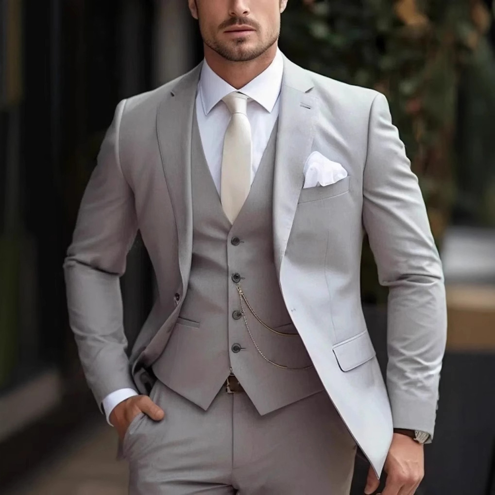 ชุดสูทผู้ชายสีชมพู 3 ชิ้น ทรงส - Men Formal Wear Pink บทวิจารณ์และราคา