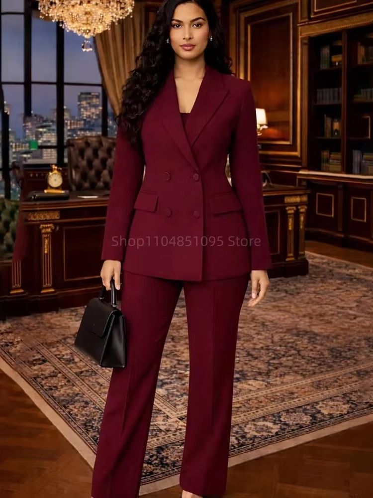 แฟชั่นชิคเบอร์กันดีชุดสูทสำหรั - Wool Suit Jacket บทวิจารณ์และราคา